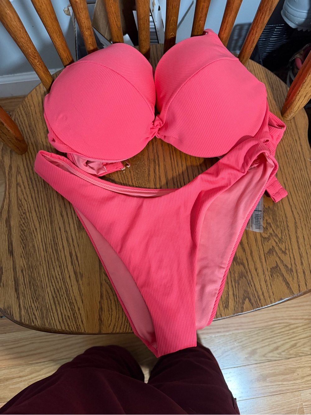 Victoria's Secret Coral Pink Ribbed Push-Up Bikini Set
